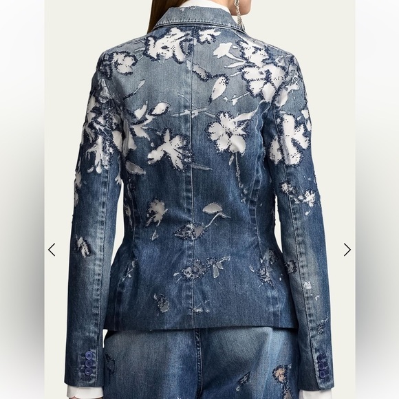 DKNY womens denim fitted blazer jacket dirty wash vintage 90s Y2K in size 6 NWT - Picture 14 of 16